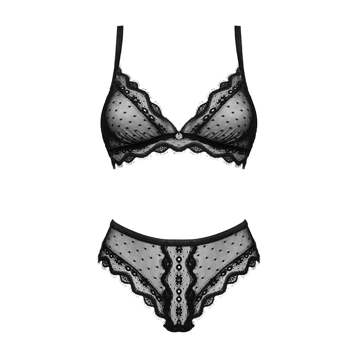 Completino intimo reggiseno con pizzo ciglia + perizoma Obsessive Marrbel 2pcs