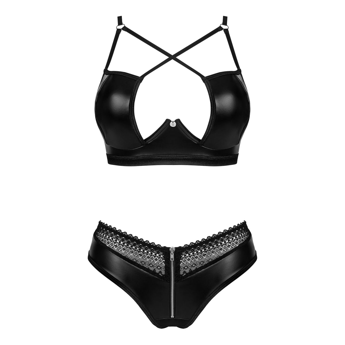 Reggiseno con ferretto + panties in similpelle Obsessive Norides 2 pcs