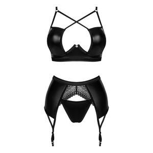 Completino intimo similpelle Obsessive Norides 3 pcs
