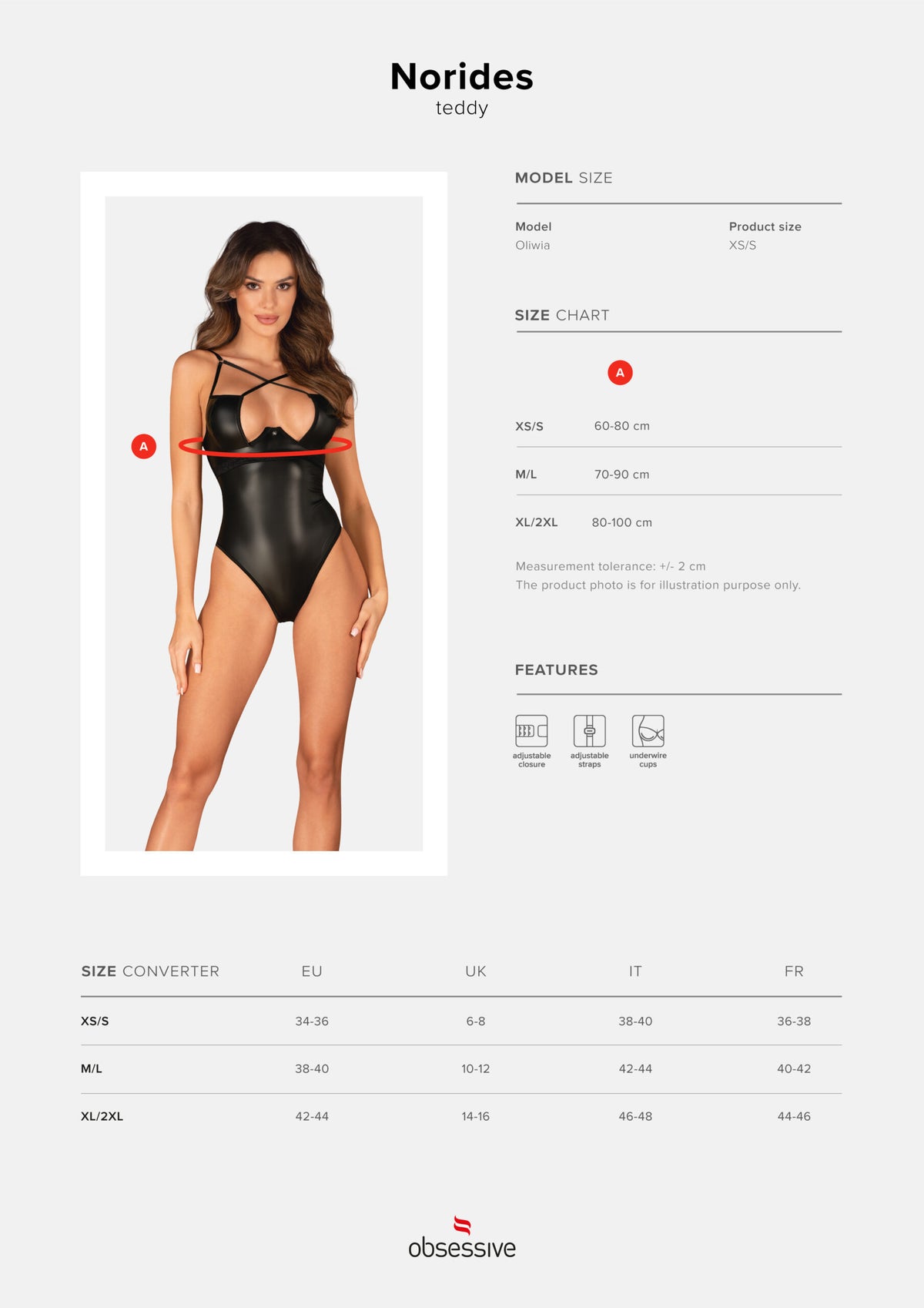 Body a perizoma similpelle con ferretto Norides teddy Obsessive
