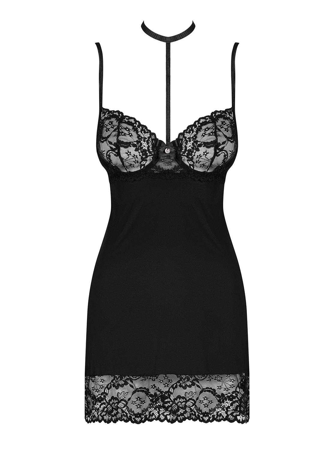 Sottoveste pizzo con collarino + perizoma Obsessive Raquelia