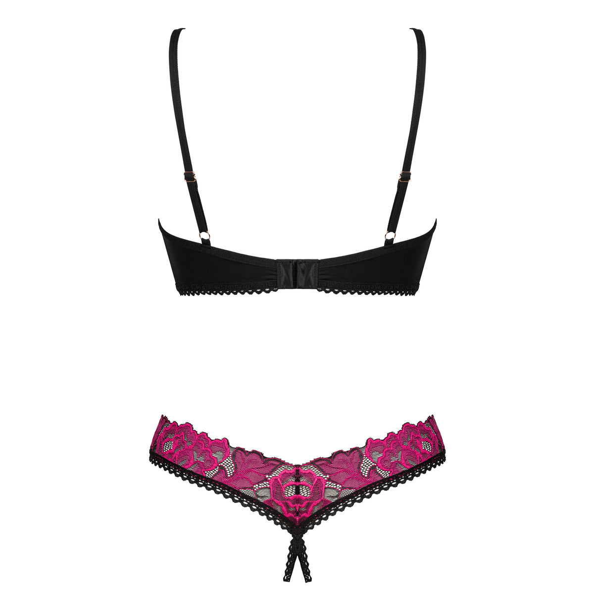Set reggiseno ferretto + perizoma crotchless Obsessive Rosenty 2 pcs