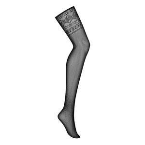 Calze per reggicalze sexy nero microrete lavorate Obsessive S825