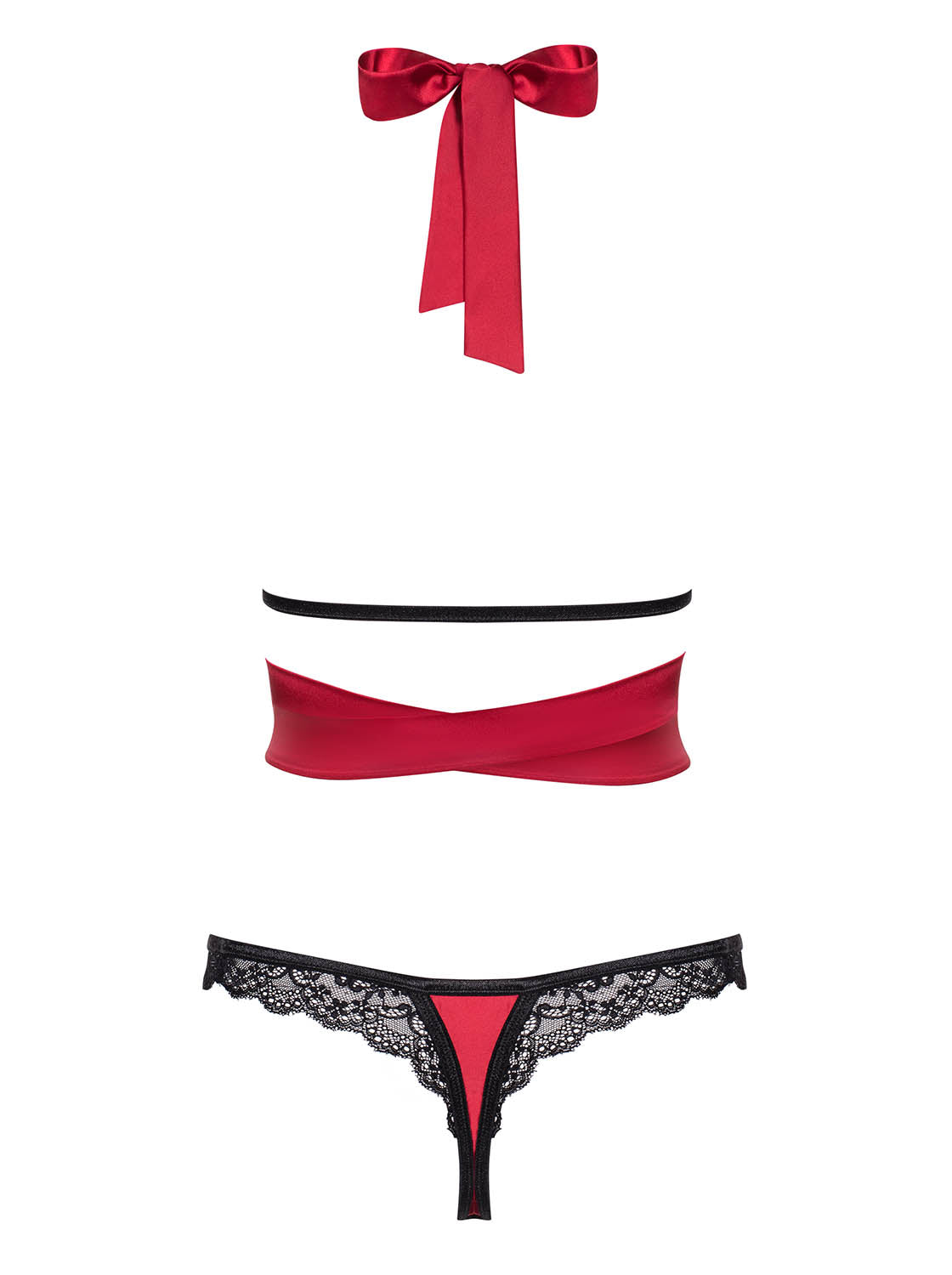 Set Obsessive Sensuelia 2 pezzi rosso raso e pizzo
