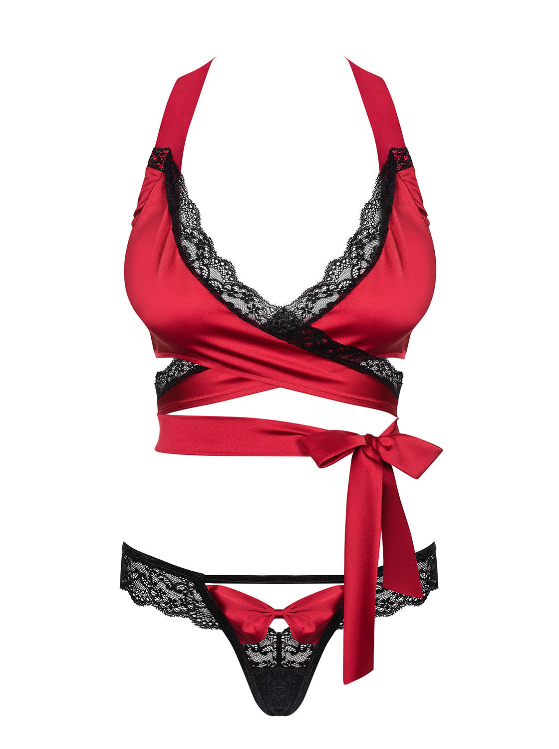 Set Obsessive Sensuelia 2 pezzi rosso raso e pizzo