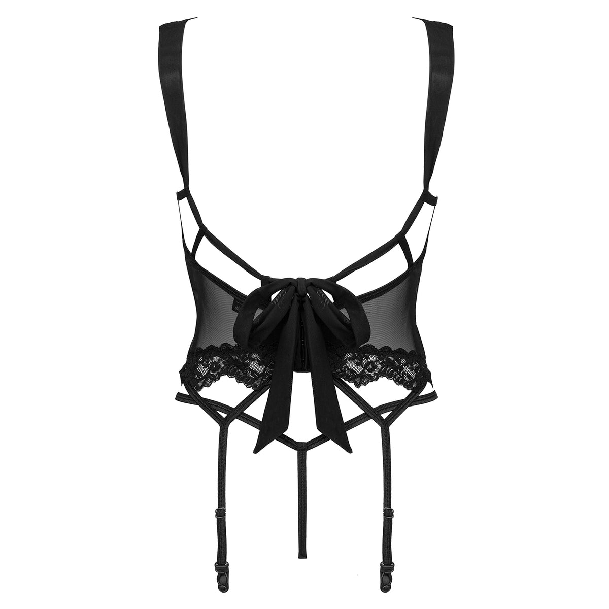Corsetto con ferretto + perizoma seno cavallo aperto + reggicalze Setilla Obsessive