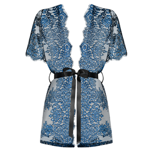 Vestaglia sensuale elegante pizzo ciglia azzurro Obsessive Yassmyne
