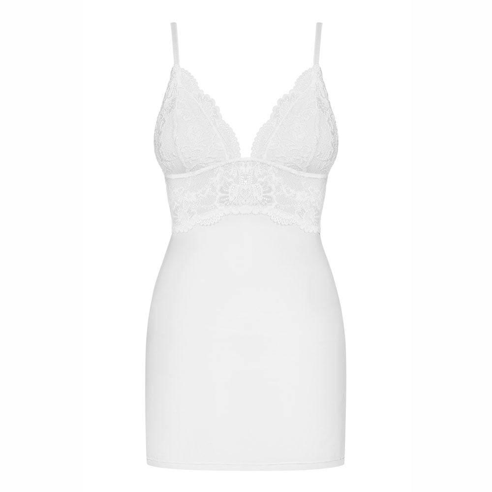 Sexy set sottoveste + perizoma Obsessive 810-che-2 bianco