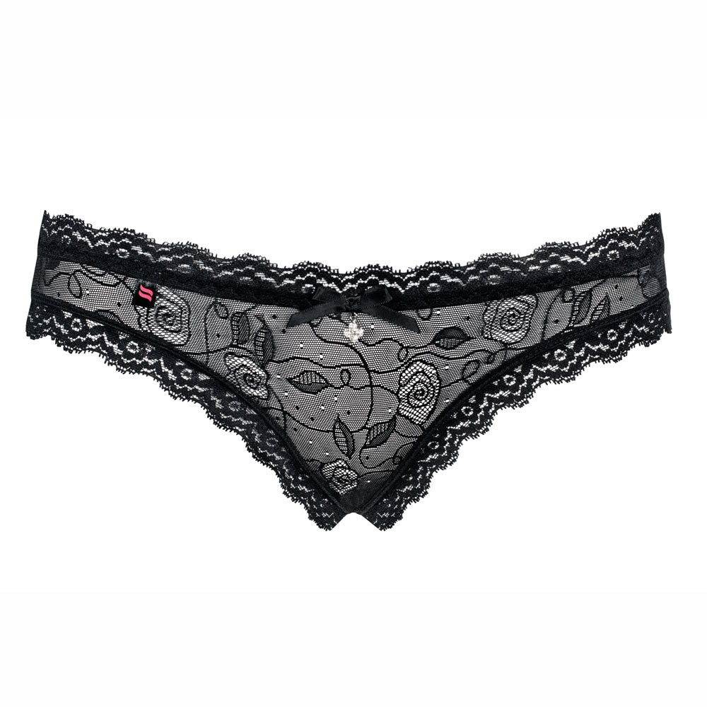 Sexy slip apertura posteriore Obsessive 818-pan-1 nero