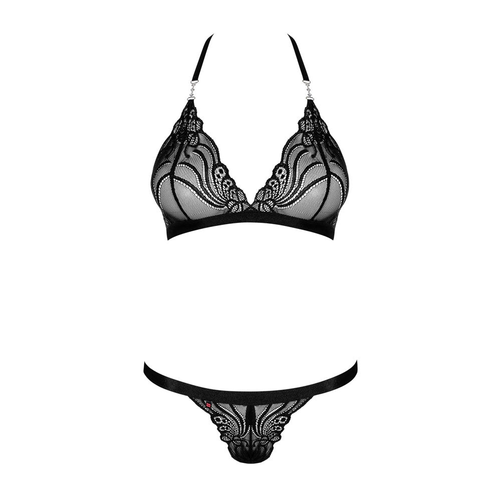Completino intimo sexy reggiseno + tanga Obsessive 828-set-1 nero