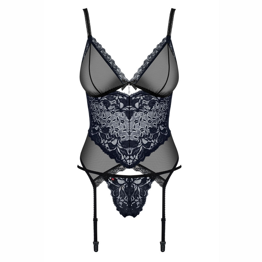 Sexy set corsetto guepiere + perizoma Obsessive 866-cor-1 in pizzo