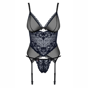 Sexy set corsetto guepiere + perizoma Obsessive 866-cor-1 in pizzo
