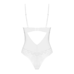 Body con ferretto pizzo tulle sexy teddy bianco Obsessive Alissium