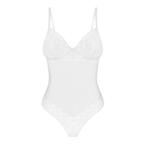Body con ferretto pizzo tulle sexy teddy bianco Obsessive Alissium
