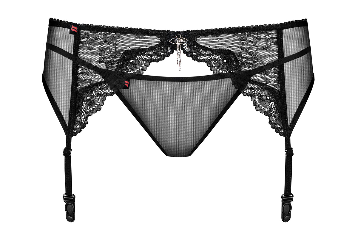 Obsessive reggicalze pizzo con gioiello + perizoma Charms 2 pz