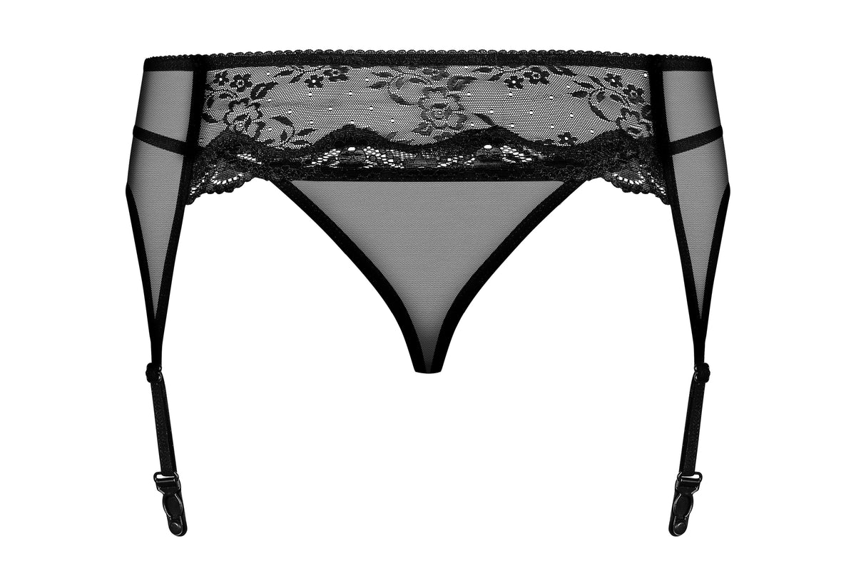 Obsessive reggicalze pizzo con gioiello + perizoma Charms 2 pz