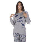 Pigiama donna invernale Biancaluna 23D90008 caldo cotone cuori