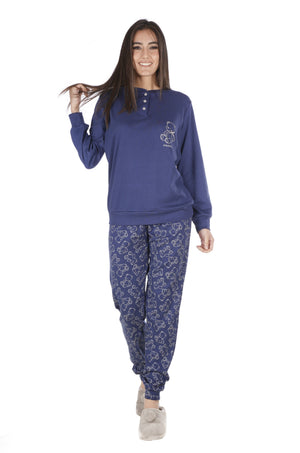 Pigiama donna invernale Biancaluna Kissimo 23D90003 caldo cotone