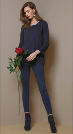 Leggins donna Omsa Private micro gessati blu