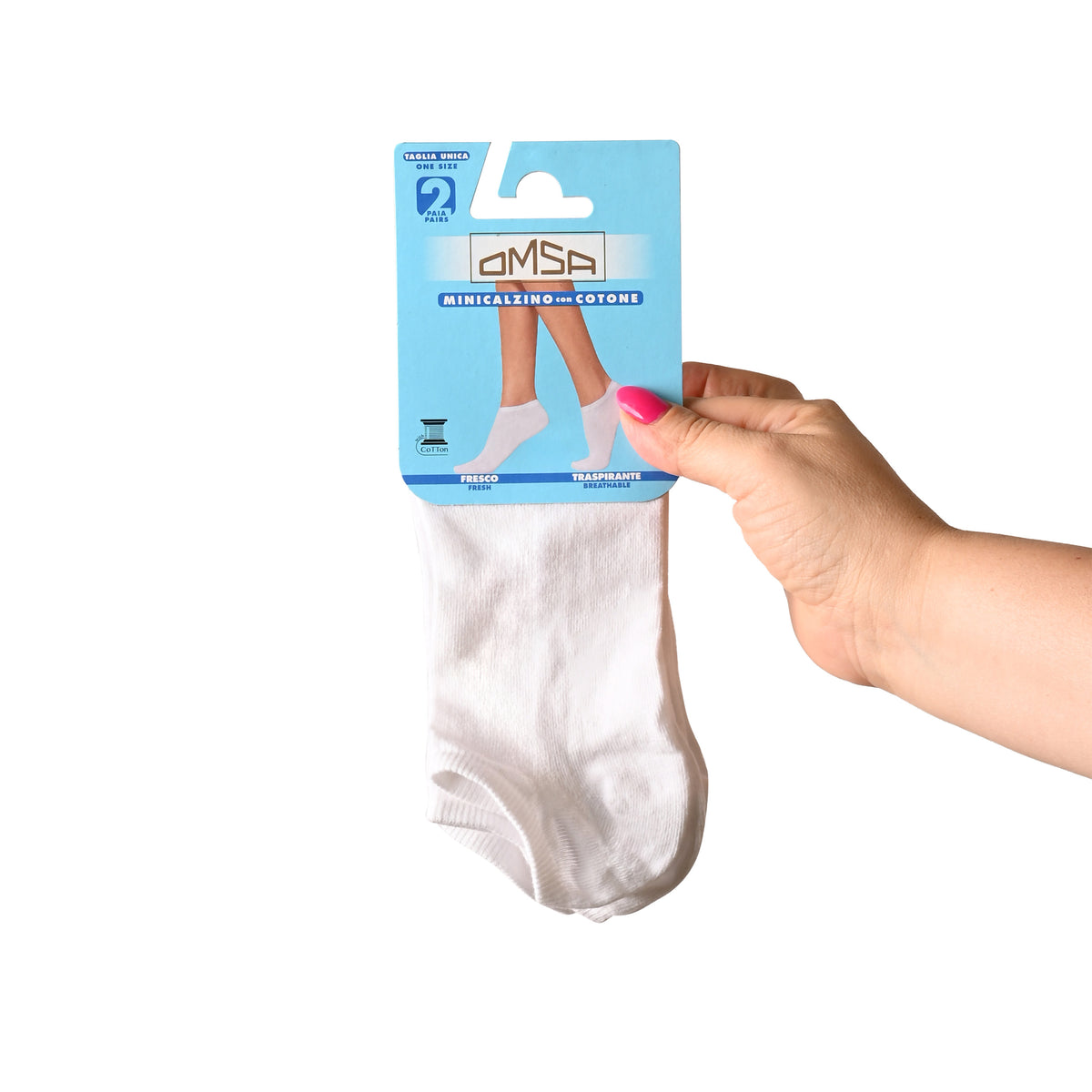 Minicalzino traspirante cotone 78% - 2 paia Omsa 3541