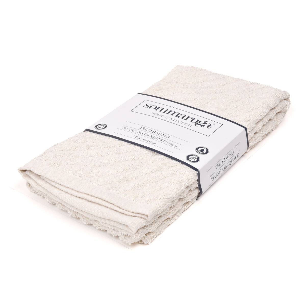 Telo doccia in spugna sommaruga Jacquard 550gsm bianco naturale