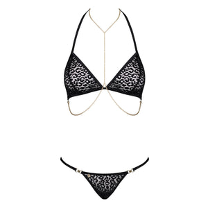 Sexy set reggiseno + perizoma Obsessive Pantheria 2 pcs catene