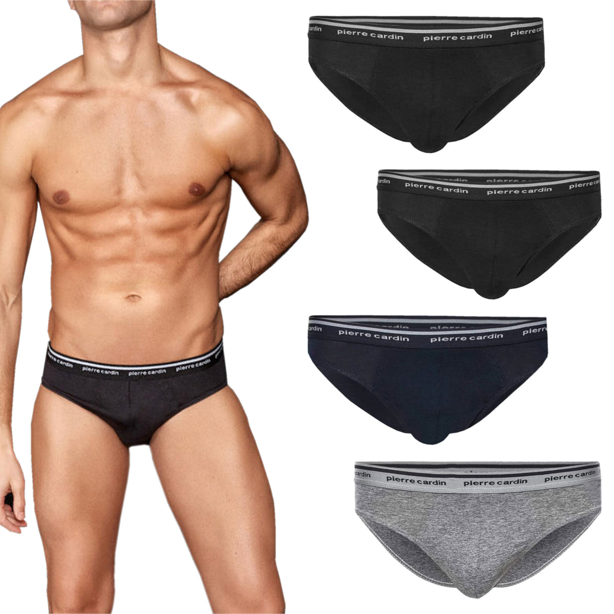 Slip da uomo Pierre Cardin PCU4.92 assortiti in cotone elasticizzato 4 pezzi