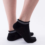 Mini calza donna pierre cardin laminata con perla nero