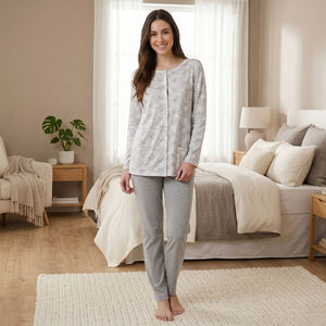 Pigiama donna maglia aperta in cotone leggero Lovable L0EQH
