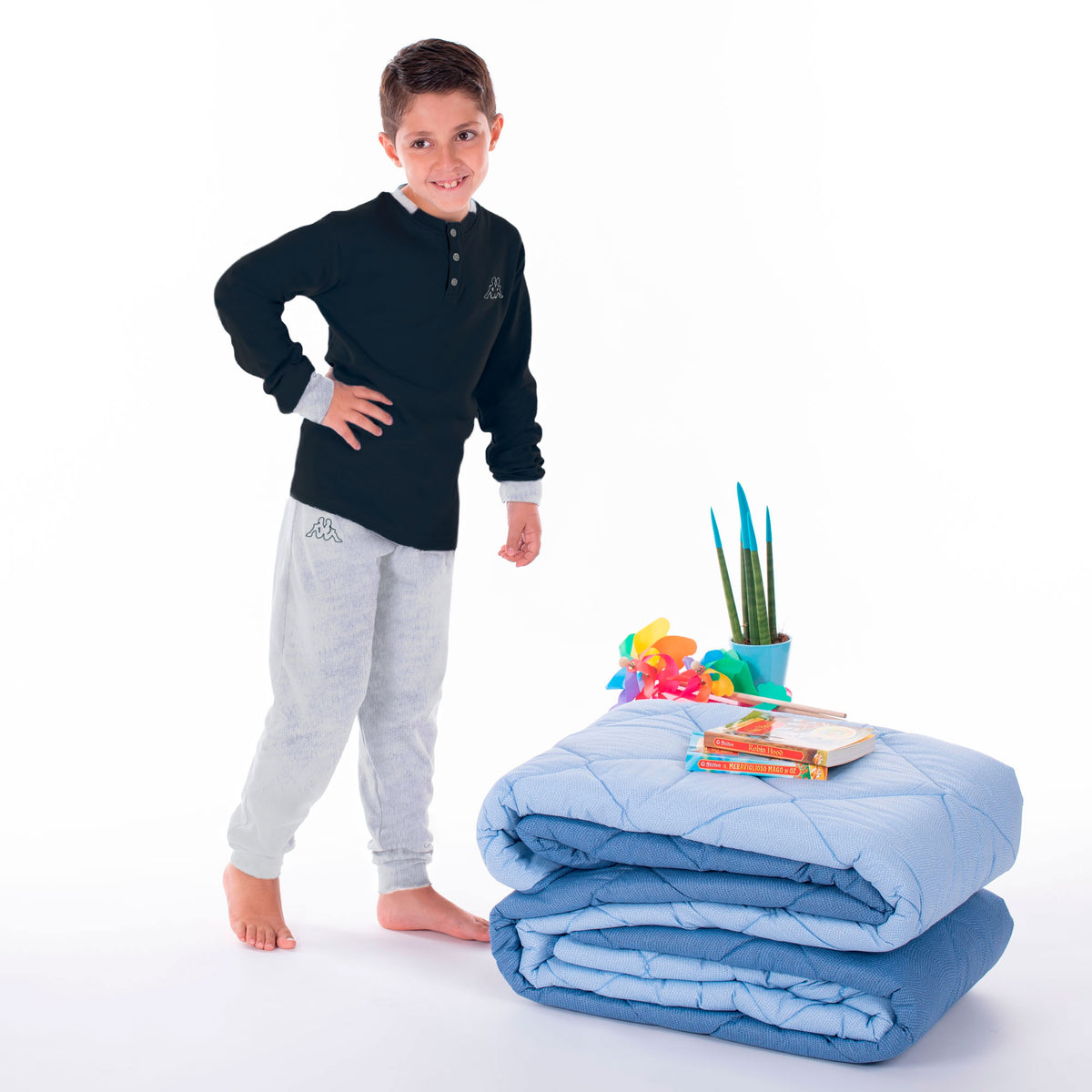 Pigiama bambino Kappa 21262Y caldo cotone nero