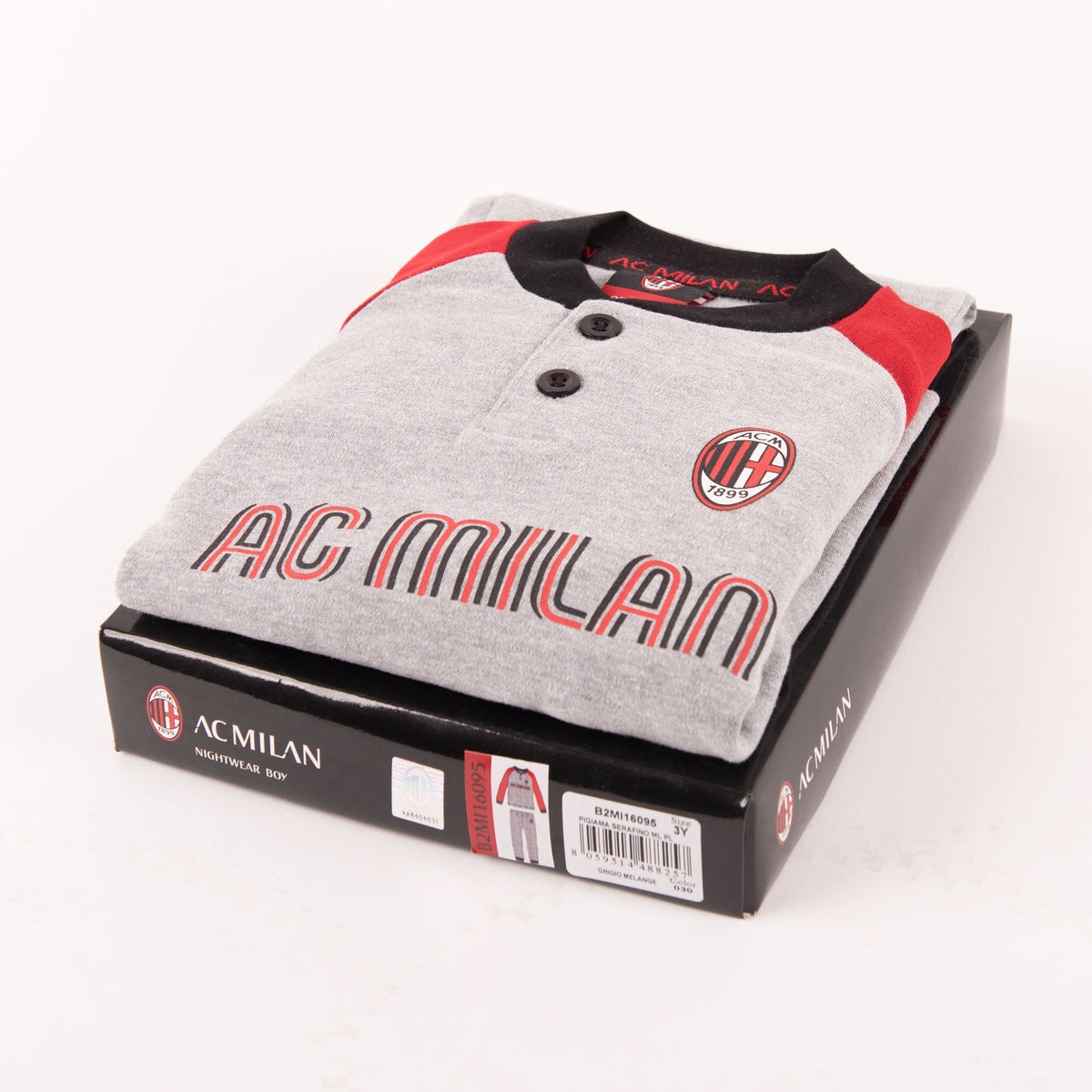 Pigiama bambino Milan serafino caldo cotone B2MI16095 grigio