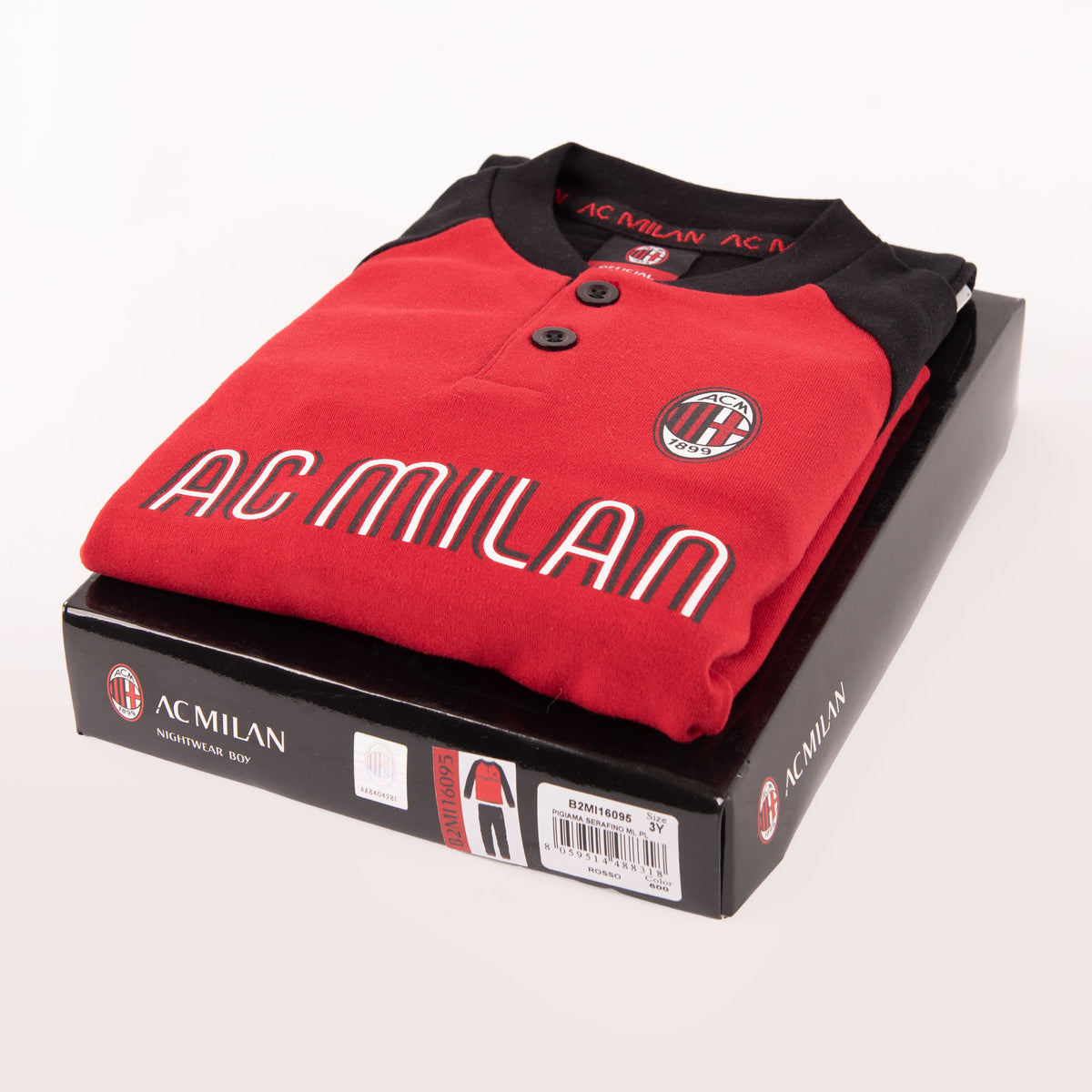 Pigiama bambino Milan serafino caldo cotone B2MI16095 rosso