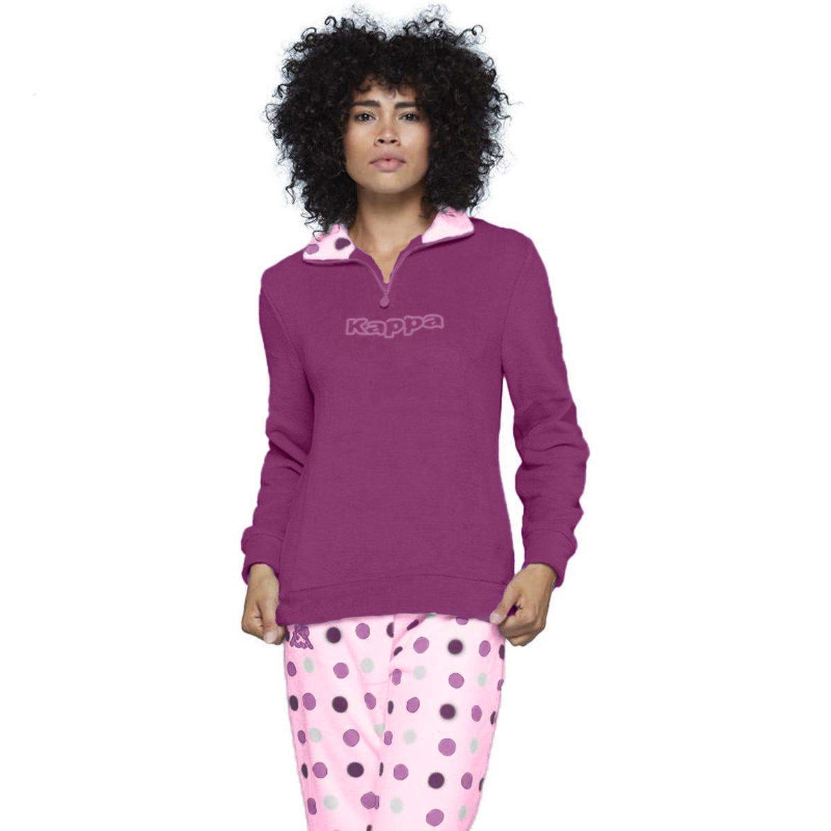 Pigiama donna in coral caldo Kappa 21705 rosa pois