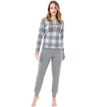 Pigiama donna caldo cotone grigio quadroni Il Granchio GP6004