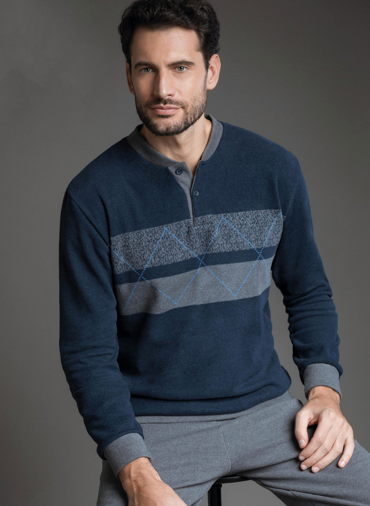 Pigiama uomo Enrico Coveri EP5067 blu punto milano