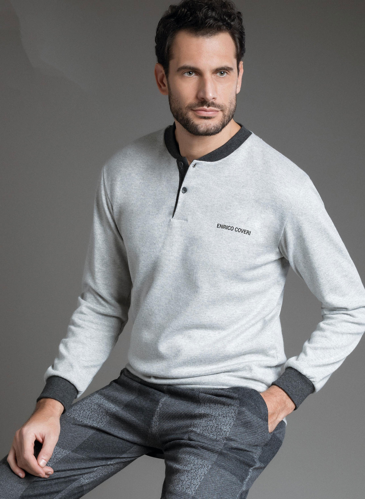 Pigiama uomo Enrico Coveri EP5068 grigio punto milano
