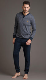 Pigiama uomo Enrico Coveri EP6096 blu caldo cotone