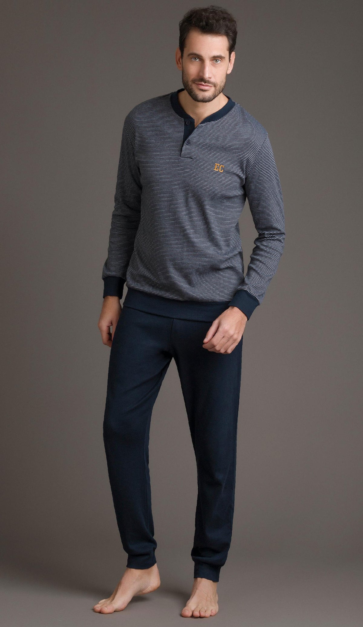 Pigiama uomo Enrico Coveri EP6096 blu caldo cotone