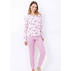 Pigiama donna caldo cotone fantasia floreale rosa Il Granchio GP6003