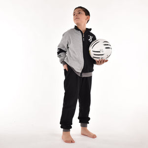 Pigiama tuta bambino Juventus zip cotone felpato B2JU15118 grigio melange