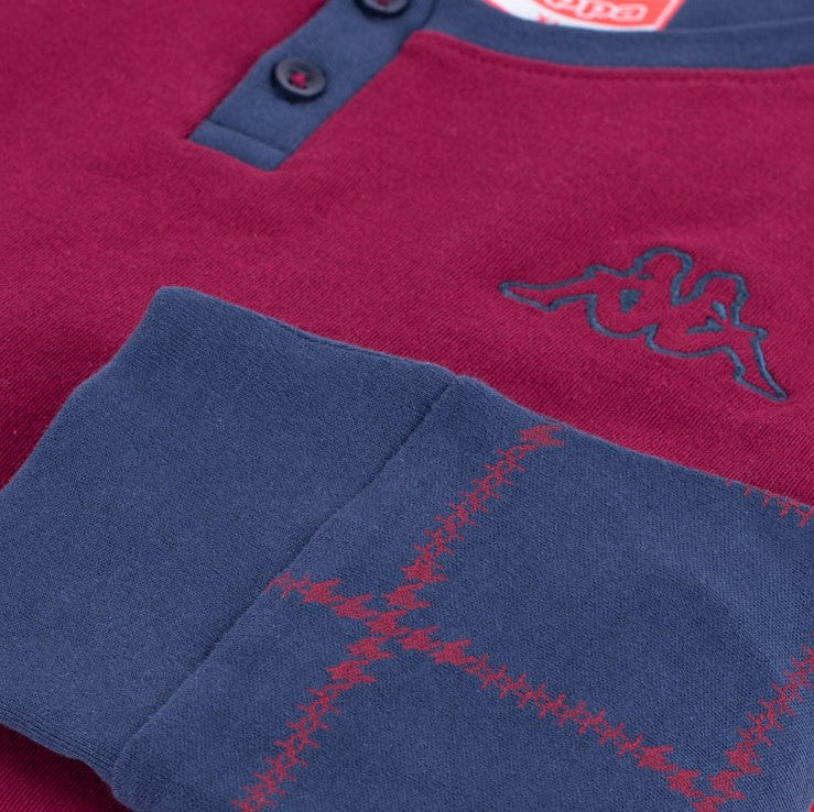 Pigiama uomo Kappa 21260 caldo cotone con polsini bordeaux quadri