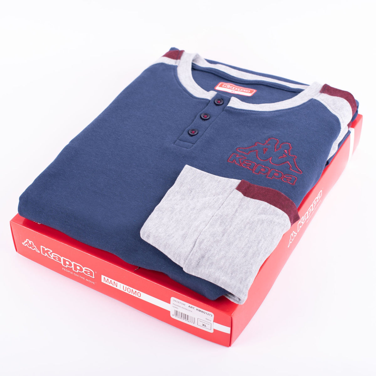 Pigiama uomo calibrato Kappa 21273 caldo cotone conformato blu navy