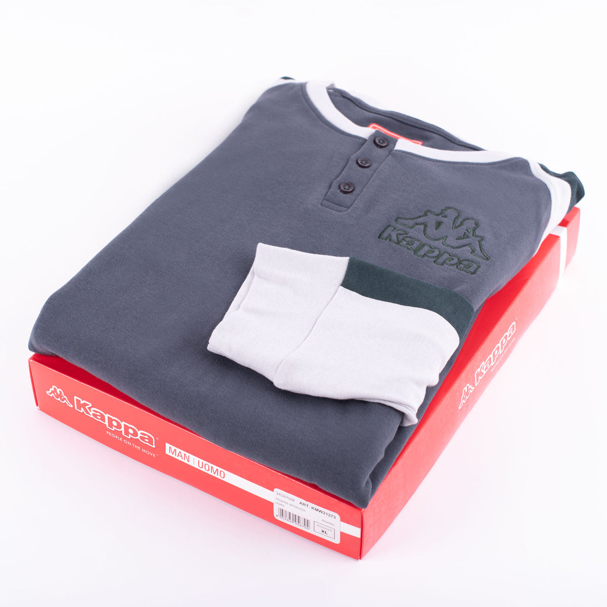 Pigiama uomo calibrato Kappa 21273 caldo cotone conformato grigio piombo