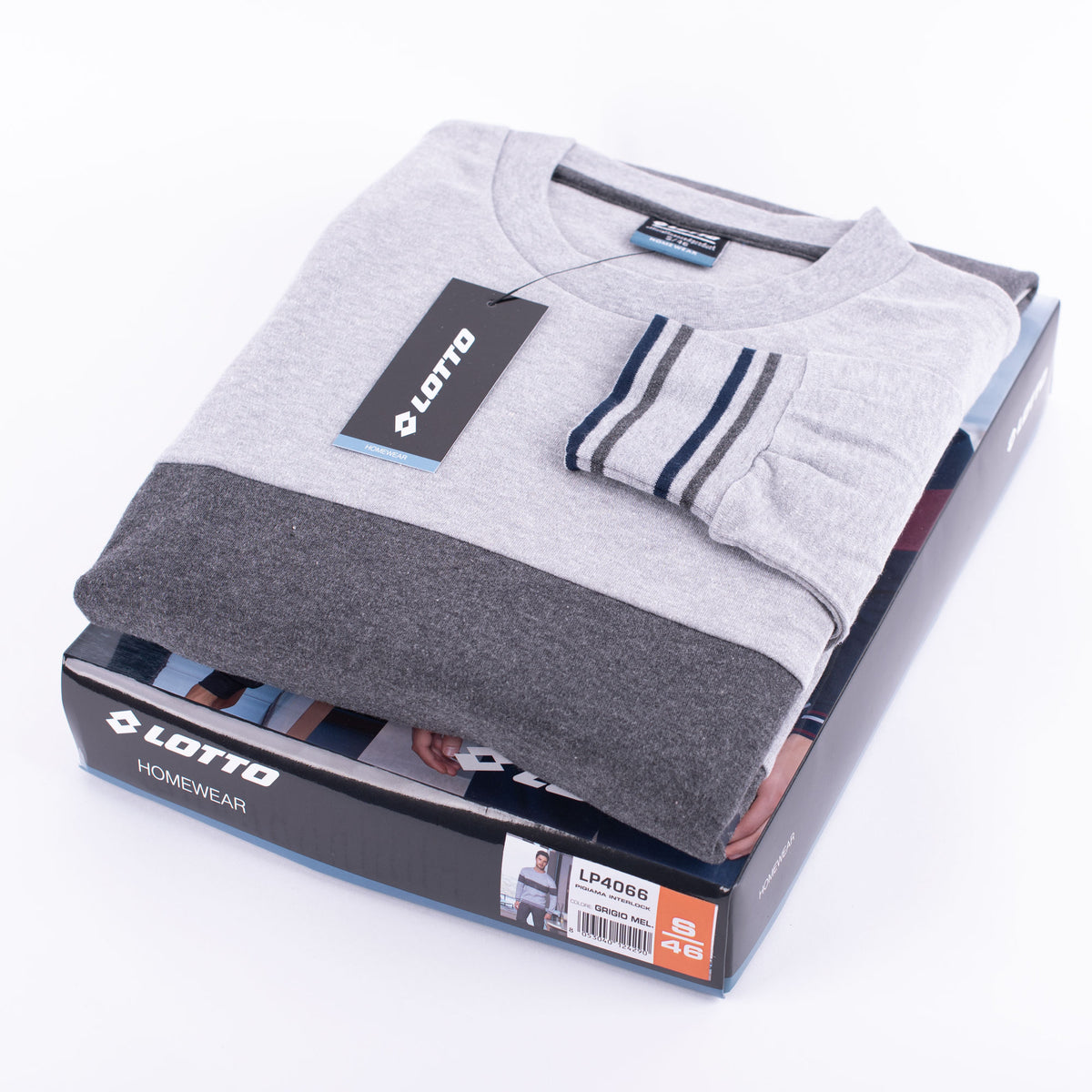 Pigiama uomo Lotto LP4066 in caldo cotone con polsini grigio