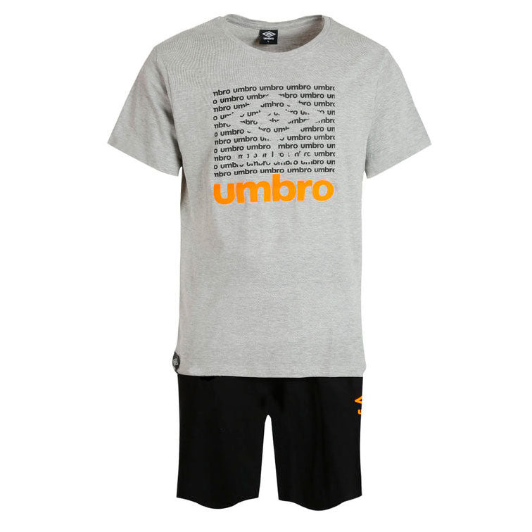 Pigiama uomo corto cotone Umbro completo grigio nero 10200