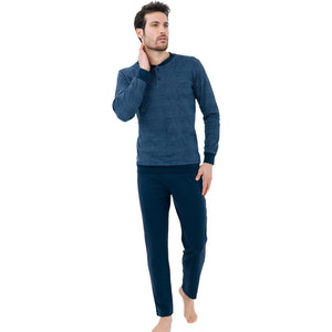 Pigiama uomo caldo cotone Il Granchio GP4000 avio blu