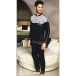 Pigiama uomo lotto maglia stile felpa cotone felpato blu 4077