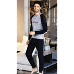 Pigiama uomo Lotto in cotone felpato sportivo 4078 grigio blu