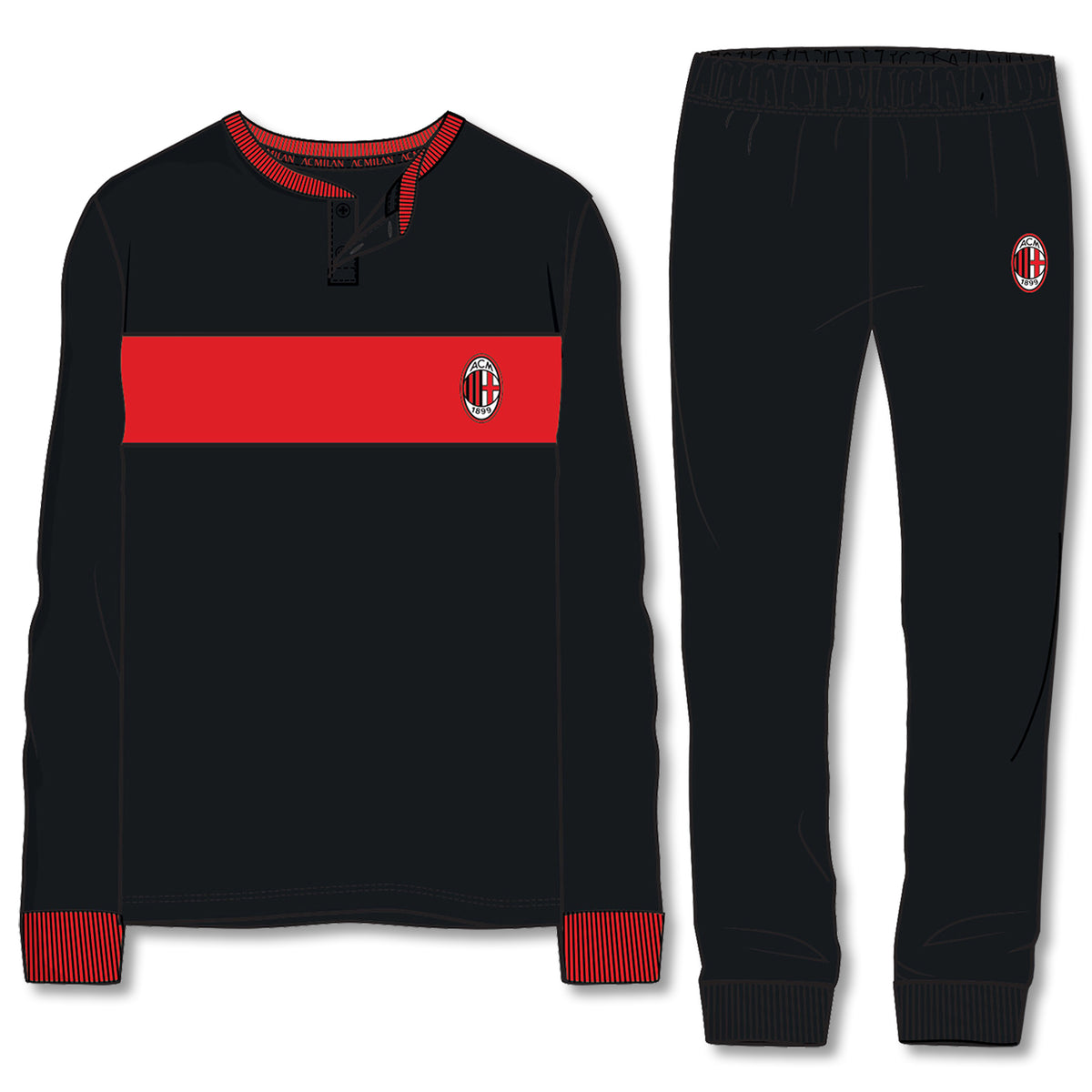 Pigiama ufficale AC Milan bambino uomo in caldo cotone 1010