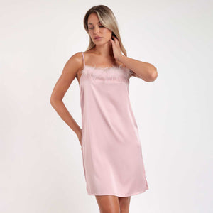Camicia da notte in raso dettagli piume Admas 61322